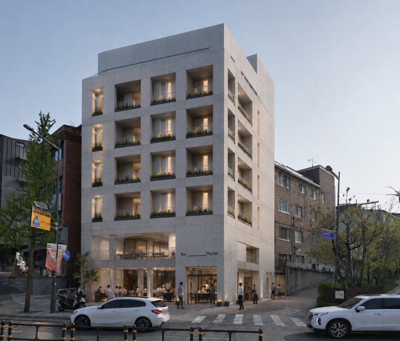 for ______ hotel 외관 — 콘크리트 파사드